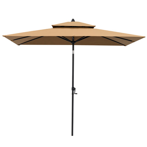 Pellebant Outdoor 9x5 ft Extra Large Rectangular Market Umbrella Double Top Aluminum Tilt