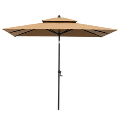 9 x 5 ft. Rectangular Outdoor Aluminum Market Umbrella with Double Top and Tilt