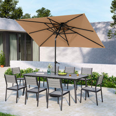 9 x 5 ft. Rectangular Outdoor Aluminum Market Umbrella with Double Top and Tilt