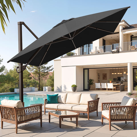 Pellebant 13x10 ft Aluminum Slide-Tilt Cantilever Patio Umbrella