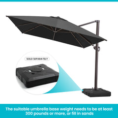 13 x 10 ft. Aluminum Cantilever Patio Umbrella with Crank and Base Options