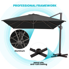 13 x 10 ft. Aluminum Cantilever Patio Umbrella with Crank and Base Options