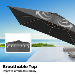 13 x 10 ft. Aluminum Cantilever Patio Umbrella with Crank and Base Options