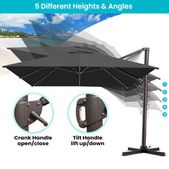 13 x 10 ft. Aluminum Cantilever Patio Umbrella with Crank and Base Options