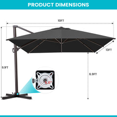 13 x 10 ft. Aluminum Cantilever Patio Umbrella with Crank and Base Options