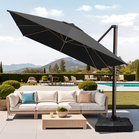 Pellebant 13x10 ft Aluminum Slide-Tilt Cantilever Patio Umbrella