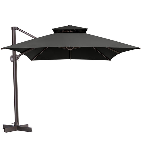 Pellebant 13x10 ft Aluminum Double Top Crank Cantilever Patio Umbrella