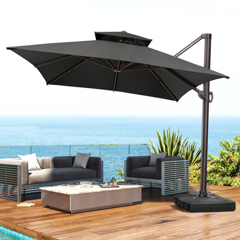 Pellebant 13x10 ft Aluminum Double Top Crank Cantilever Patio Umbrella