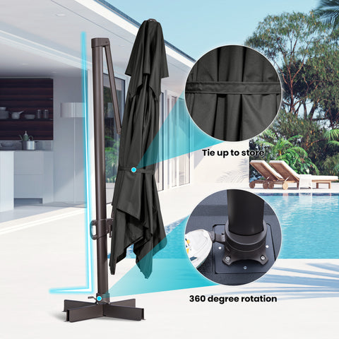 Pellebant 13x10 ft Aluminum Double Top Crank Cantilever Patio Umbrella