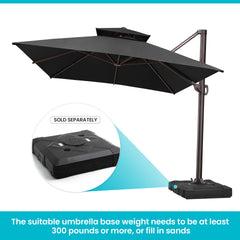 13 x 10 ft. Aluminum Double Top Cantilever Patio Umbrella with Base Options