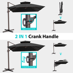 13 x 10 ft. Aluminum Double Top Cantilever Patio Umbrella with Base Options