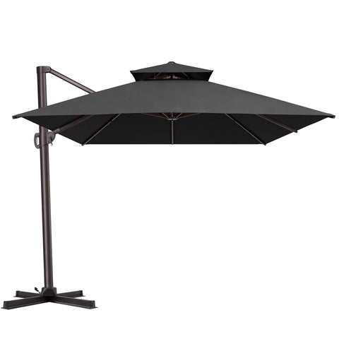 13 x 10 ft. Aluminum Double Top Cantilever Patio Umbrella with Base Options