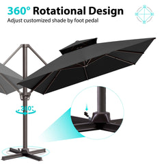 13 x 10 ft. Aluminum Double Top Cantilever Patio Umbrella with Base Options