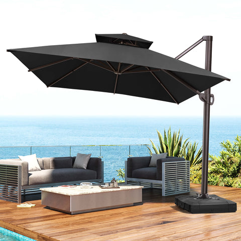 13 x 10 ft. Aluminum Double Top Cantilever Patio Umbrella with Base Options