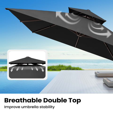 13 x 10 ft. Aluminum Double Top Cantilever Patio Umbrella with Base Options