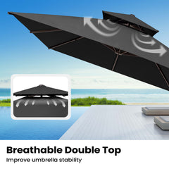 13 x 10 ft. Aluminum Double Top Cantilever Patio Umbrella with Base Options