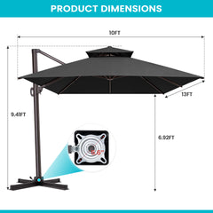 13 x 10 ft. Aluminum Double Top Cantilever Patio Umbrella with Base Options