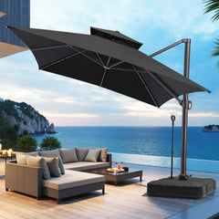 13 x 10 ft. Aluminum Double Top Cantilever Patio Umbrella with Base Options