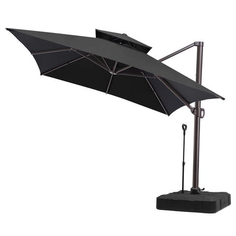 13 x 10 ft. Aluminum Double Top Cantilever Patio Umbrella with Base Options