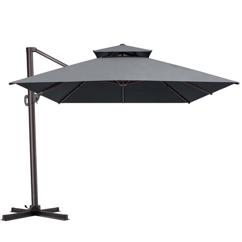 13 x 10 ft. Aluminum Double Top Cantilever Patio Umbrella with Base Options