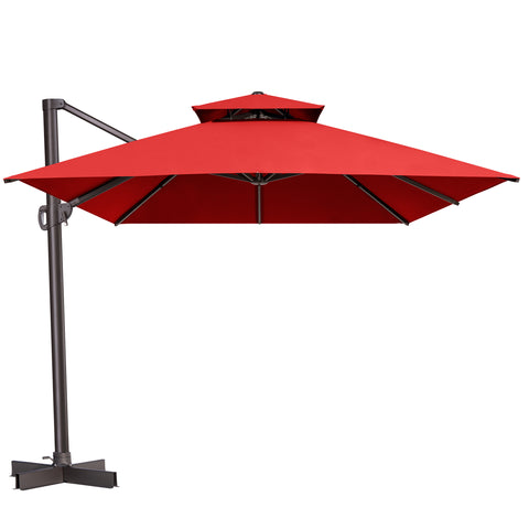 Pellebant 13x10 ft Aluminum Double Top Crank Cantilever Patio Umbrella