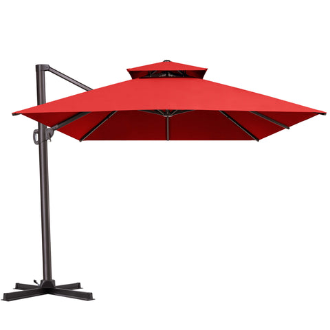 13 x 10 ft. Aluminum Double Top Cantilever Patio Umbrella with Base Options