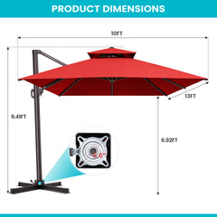 13 x 10 ft. Aluminum Double Top Cantilever Patio Umbrella with Base Options