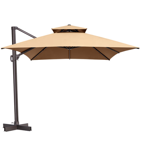 Pellebant 13x10 ft Aluminum Double Top Crank Cantilever Patio Umbrella