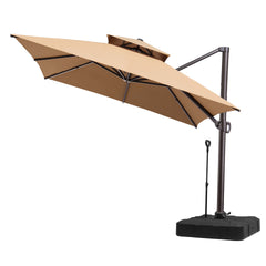 13 x 10 ft. Aluminum Double Top Cantilever Patio Umbrella with Base Options