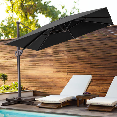 Pellebant 11x9 ft Aluminum Crank Cantilever Patio Umbrella