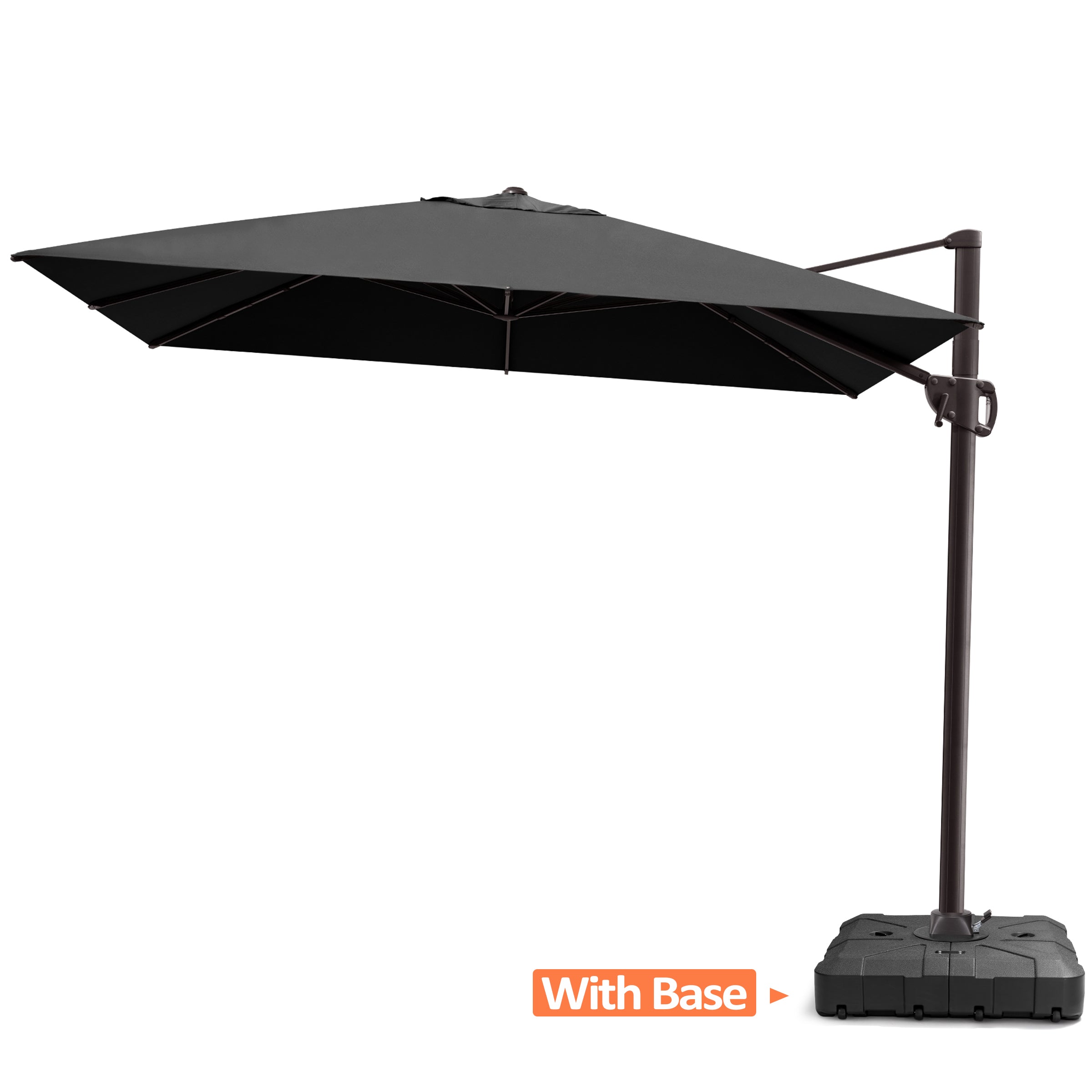 Pellebant 9x11ft Aluminum Crank Cantilever Patio Umbrella with Base