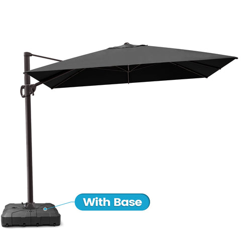 Pellebant 11x9ft Aluminum Crank Cantilever Patio Umbrella with Base