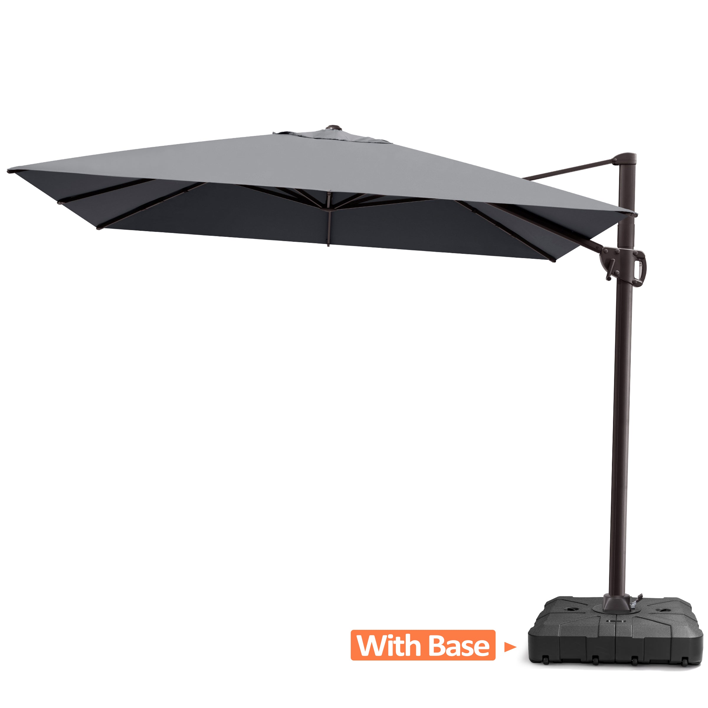 Pellebant 9x11ft Aluminum Crank Cantilever Patio Umbrella with Base