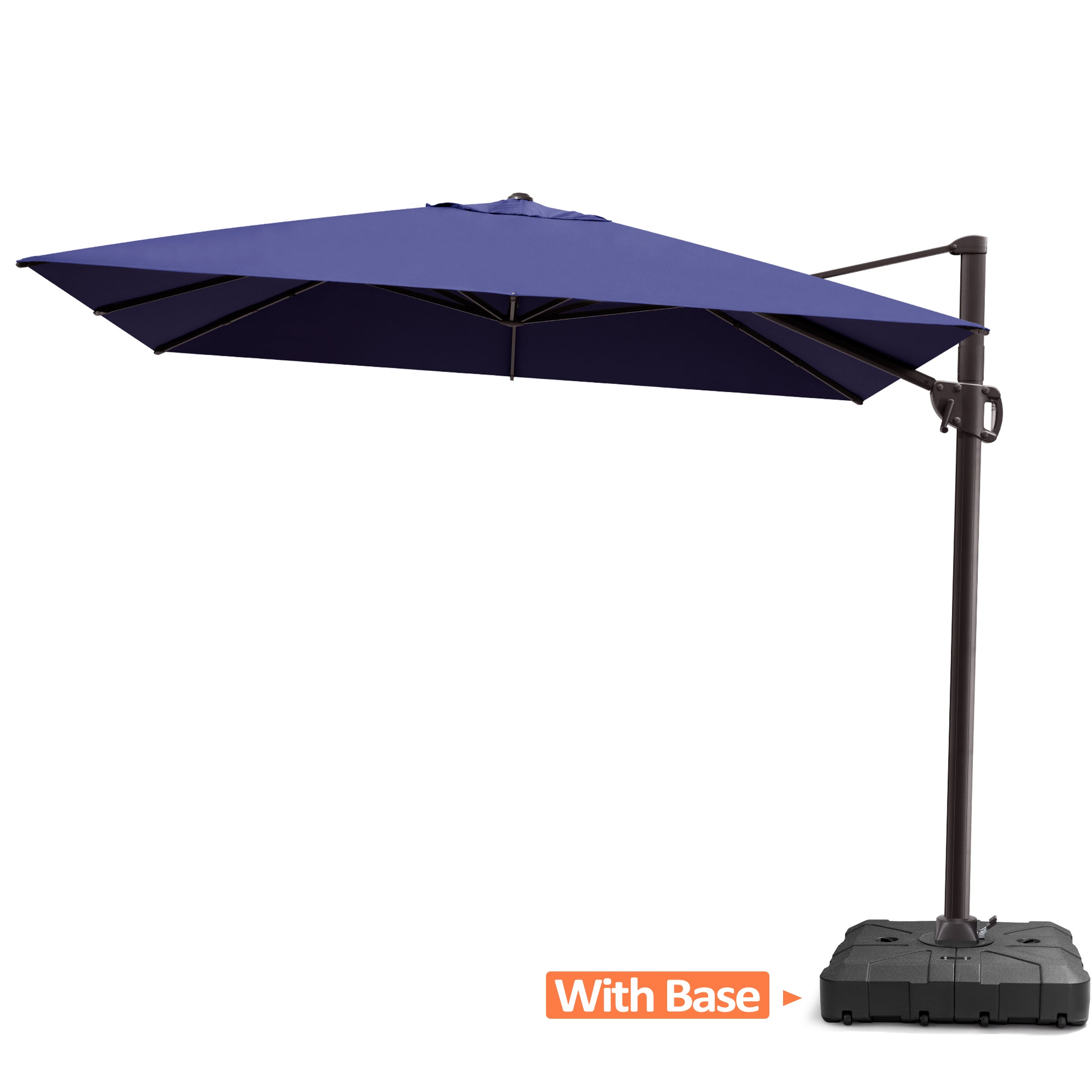 Pellebant 9x11ft Aluminum Crank Cantilever Patio Umbrella with Base