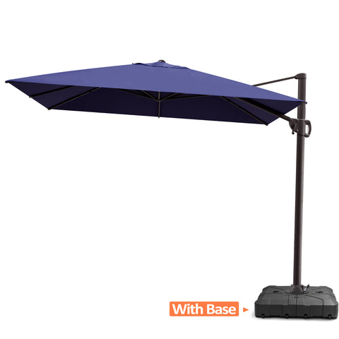Pellebant 9x11ft Aluminum Crank Cantilever Patio Umbrella with Base