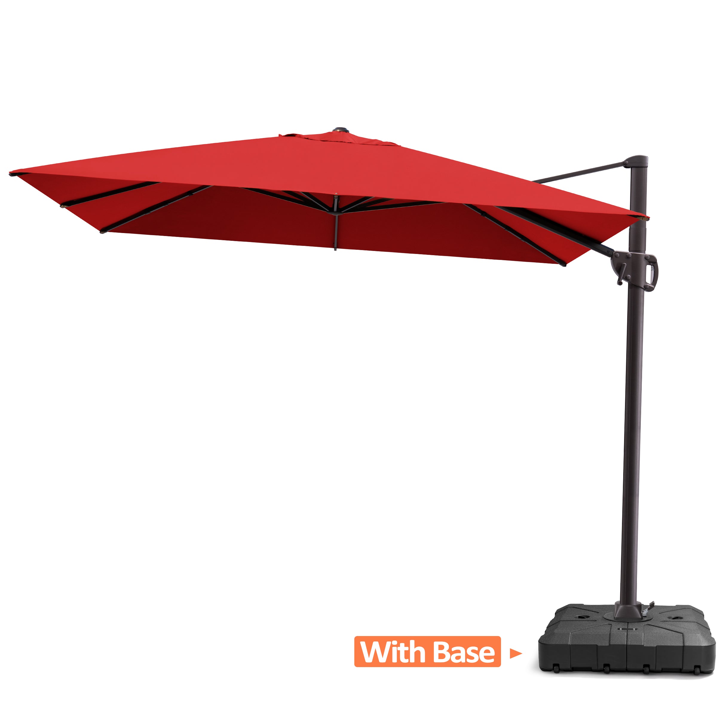 Pellebant 9x11ft Aluminum Crank Cantilever Patio Umbrella with Base