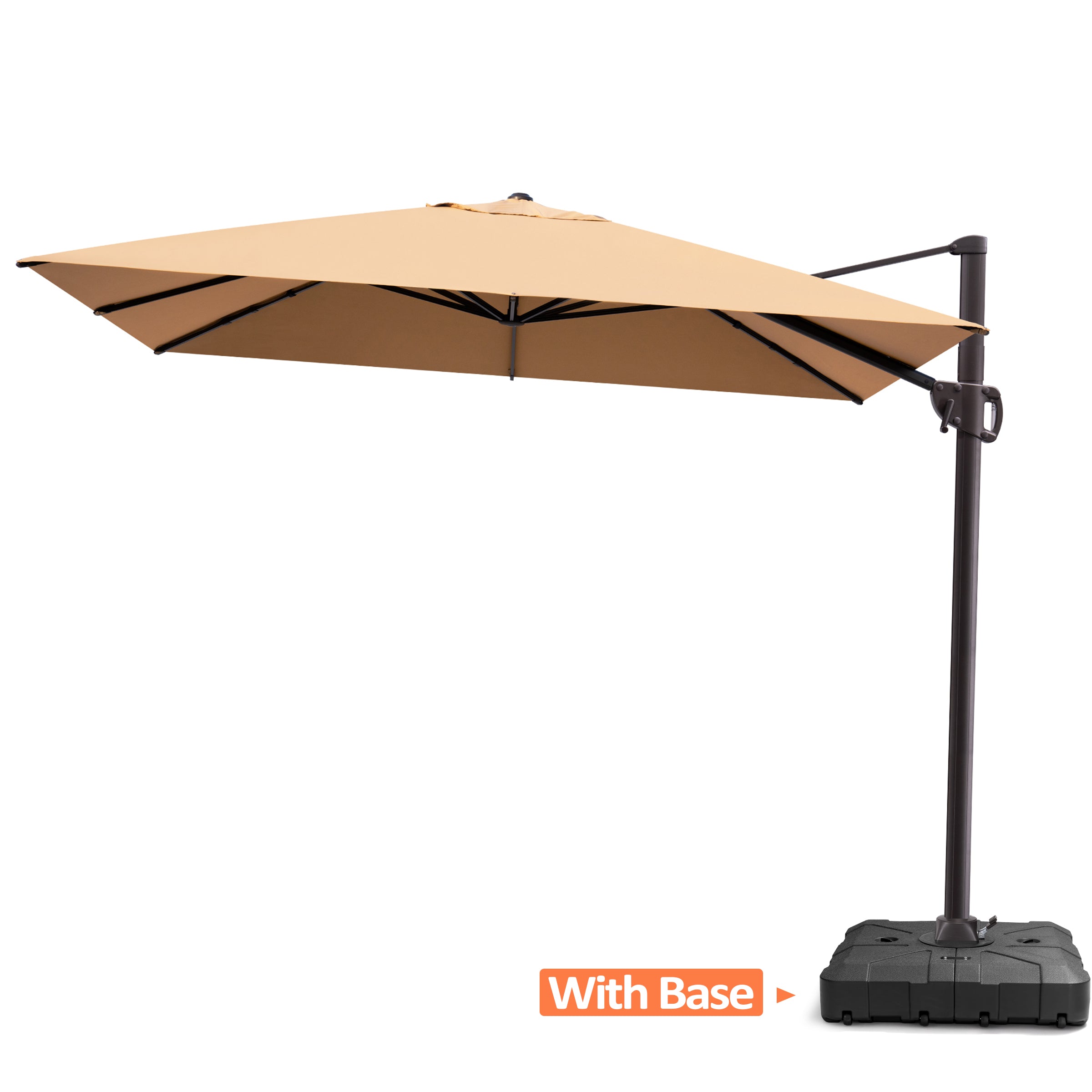 Pellebant 9x11ft Aluminum Crank Cantilever Patio Umbrella with Base