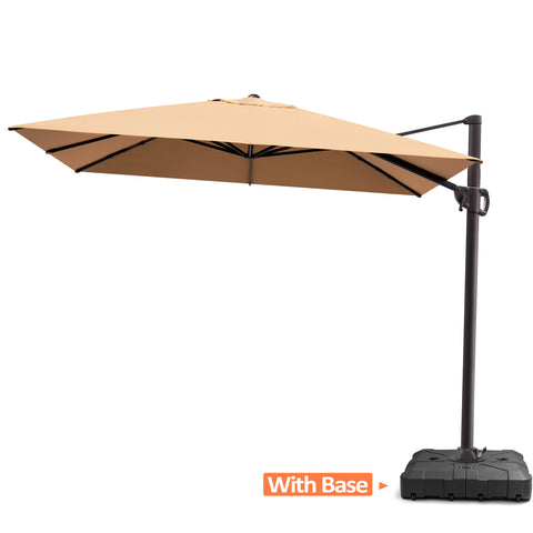Pellebant 9x11ft Aluminum Crank Cantilever Patio Umbrella with Base