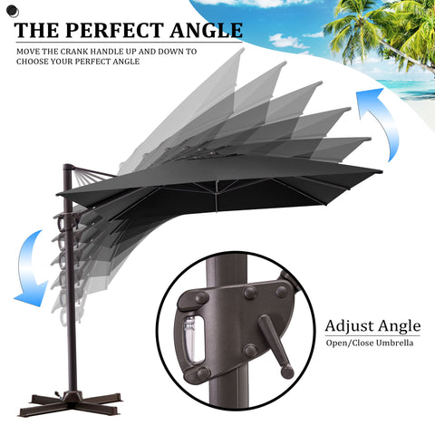 Pellebant 11x9 ft Aluminum Crank Cantilever Patio Umbrella