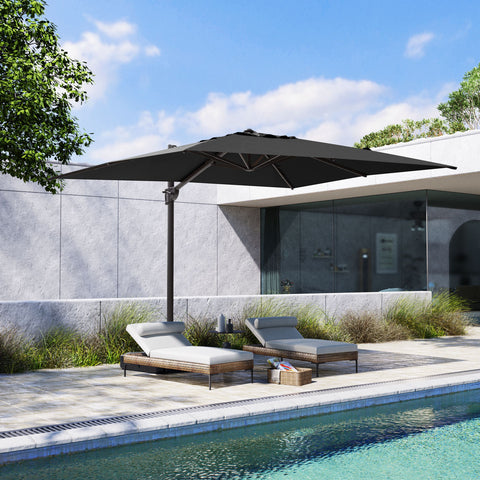 Pellebant 11x9 ft Aluminum Crank Cantilever Patio Umbrella