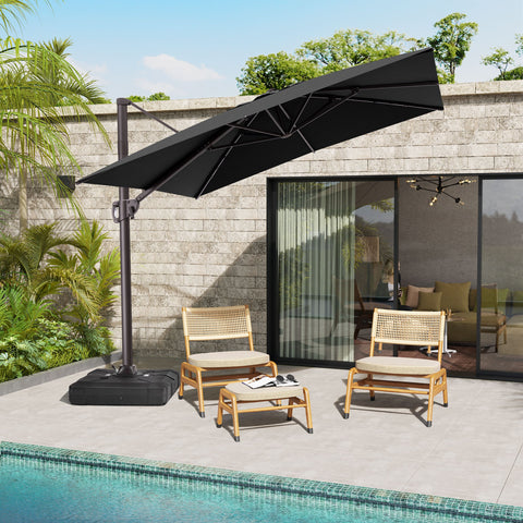 Pellebant 11x9 ft Aluminum Crank Cantilever Patio Umbrella