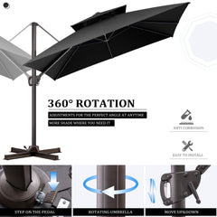 10 x 10 ft. Aluminum Double Top Cantilever Patio Umbrella with Base Options