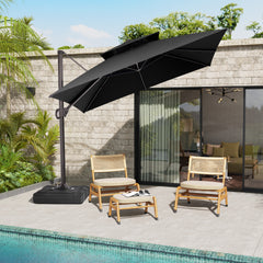 10 x 10 ft. Aluminum Double Top Cantilever Patio Umbrella with Base Options