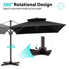 10 x 10 ft. Aluminum Double Top Cantilever Patio Umbrella with Base Options