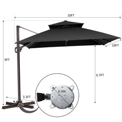10 x 10 ft. Aluminum Double Top Cantilever Patio Umbrella with Base Options