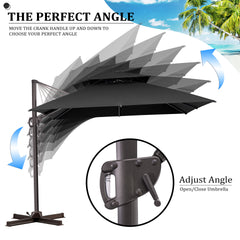 10 x 10 ft. Aluminum Double Top Cantilever Patio Umbrella with Base Options