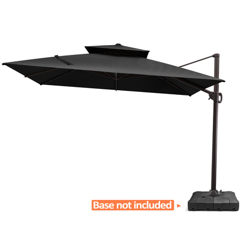 Pellebant 10x10ft Aluminum Double Top Crank Cantilever Patio Umbrella