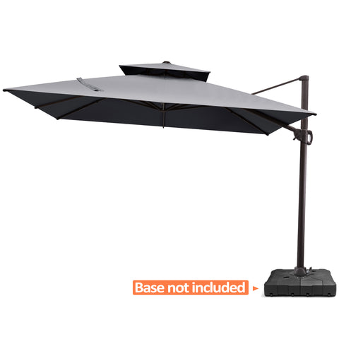 Pellebant 10x10ft Aluminum Double Top Crank Cantilever Patio Umbrella