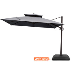 10 x 10 ft. Aluminum Double Top Cantilever Patio Umbrella with Base Options