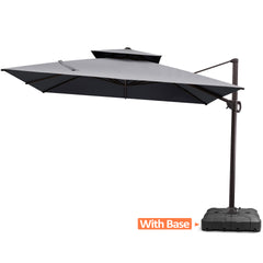 10 x 10 ft. Aluminum Double Top Cantilever Patio Umbrella with Base Options